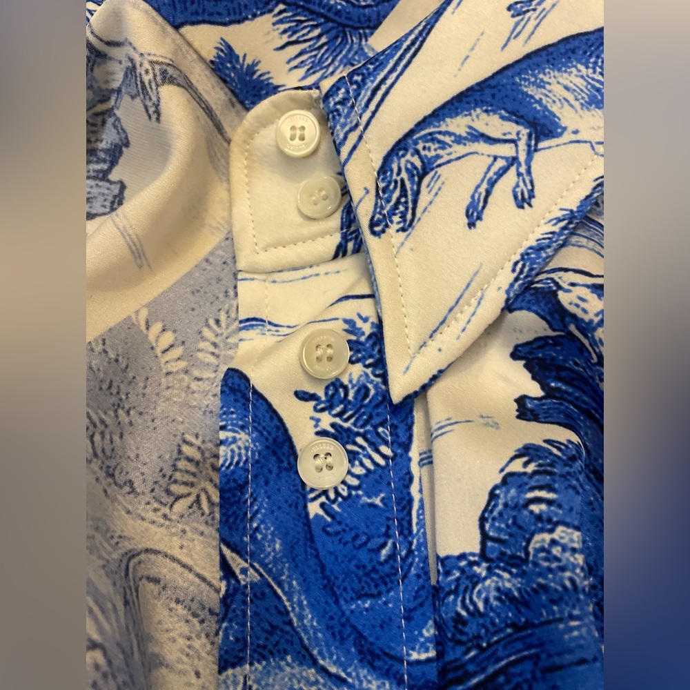 Ellery silk Blue and White Dinosaur Print Shirt - Picture 14 of 16
